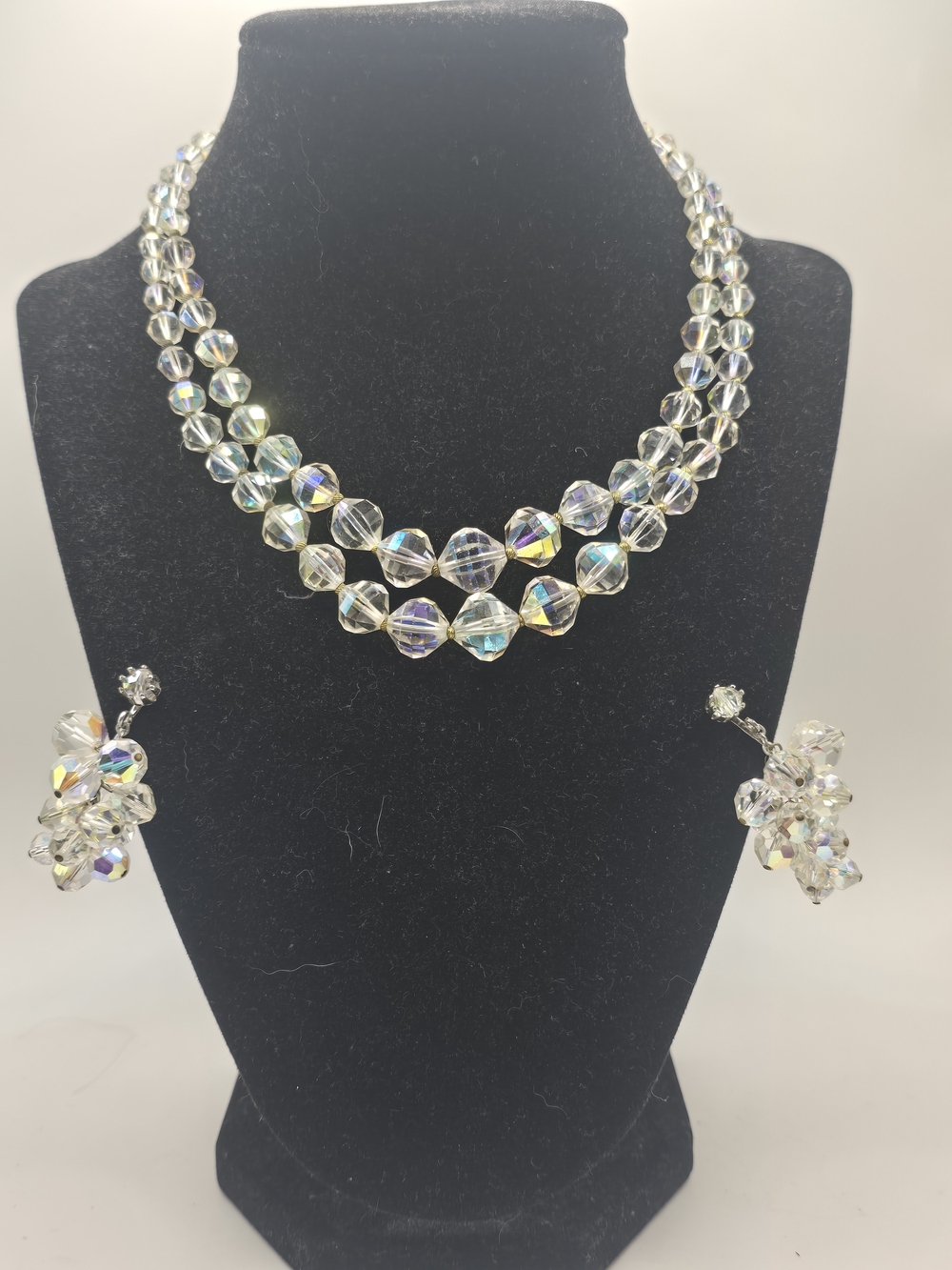 Vintage Laguna Aurora Borealis Necklace & 2 Pairs of Matching Earrings Set
